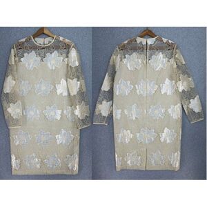 Anne Crimmins For Umi Collections Dress Size 12 Ivory Floral Embroidered Lace‎